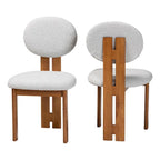 Kacela Modern Japandi Boucle Fabric and Wood 2-Piece Dining Chair Set