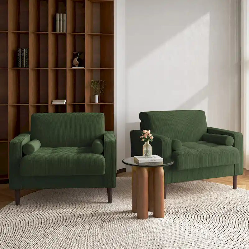2 Set Modern Wide Armchair Corduroy Accent Chairs