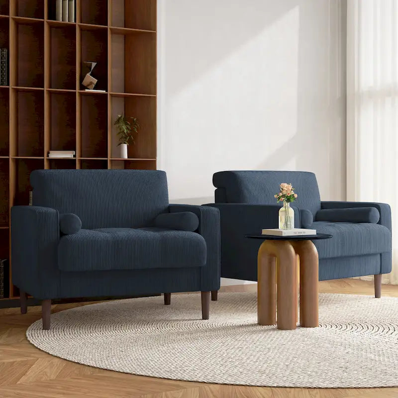 2 Set Modern Wide Armchair Corduroy Accent Chairs