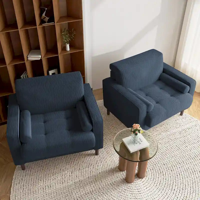 2 Set Modern Wide Armchair Corduroy Accent Chairs