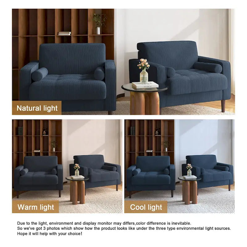 2 Set Modern Wide Armchair Corduroy Accent Chairs