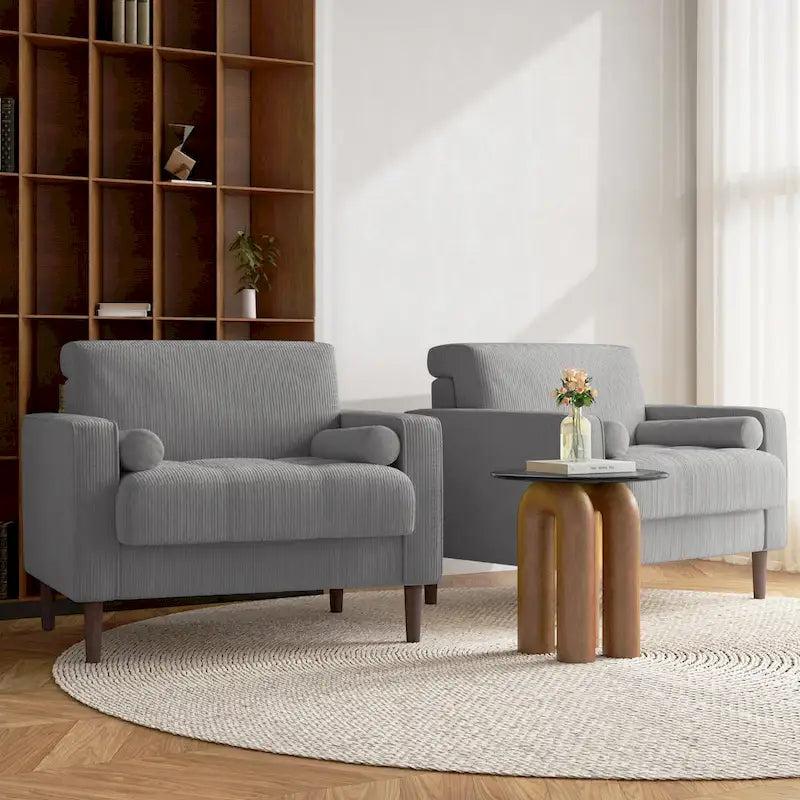 2 Set Modern Wide Armchair Corduroy Accent Chairs