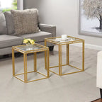 Antique Gold - Nested Square Side Tables - Set of 2