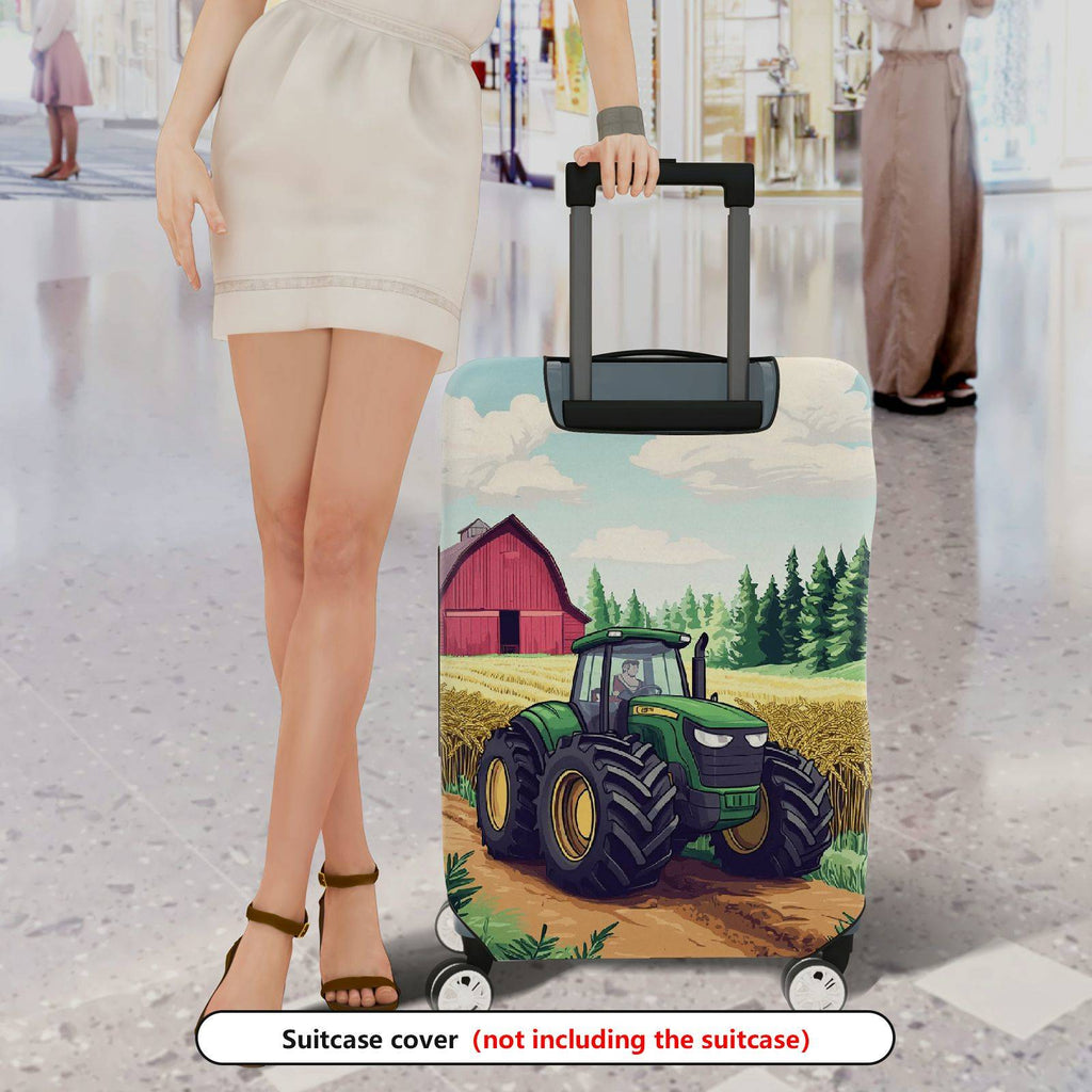 1-Piece Farm Tractor Barn Field Countryside Landscape  Suitcase Luggage Cover, Stretch Protective Sleeve