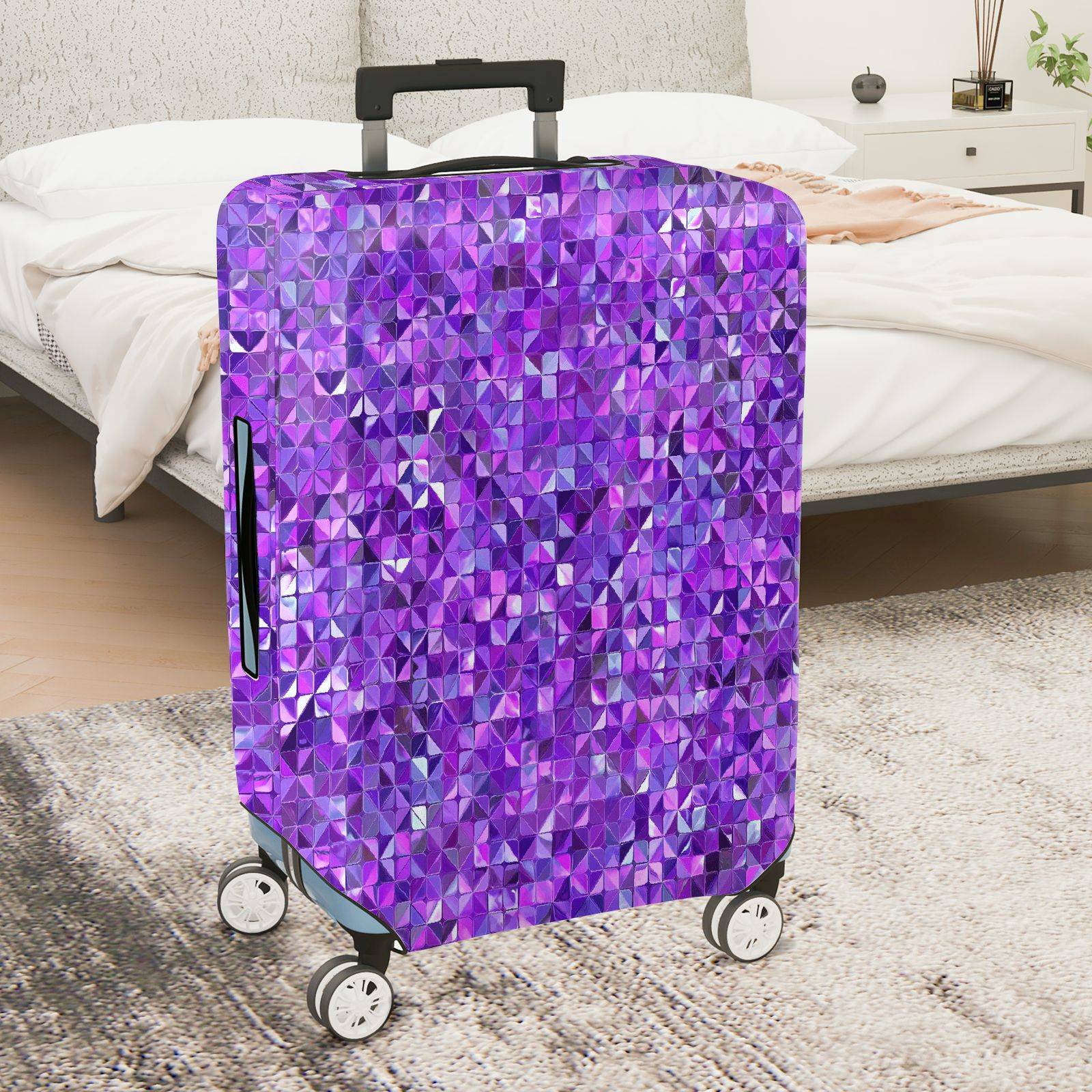 1-Piece Purple Geometric Mosaic Pattern  Suitcase Luggage Cover, Stretch Protective Sleeve