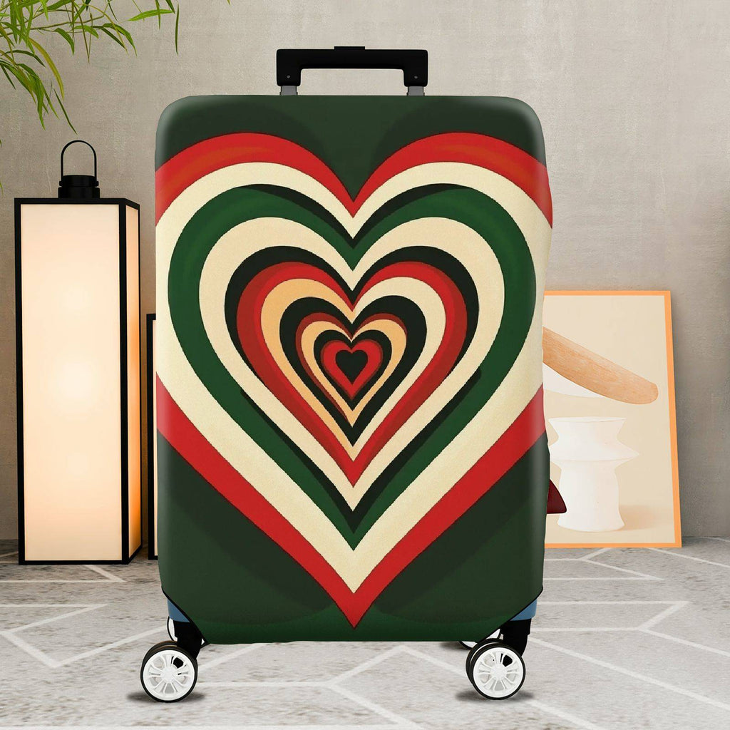 1-Piece Retro Heart Geometric Multicolor Funky Travel  Suitcase Luggage Cover, Stretch Protective Sleeve