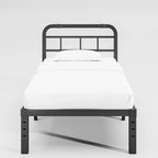 Industrial Style Metal Bed Frame with Headboard and Support