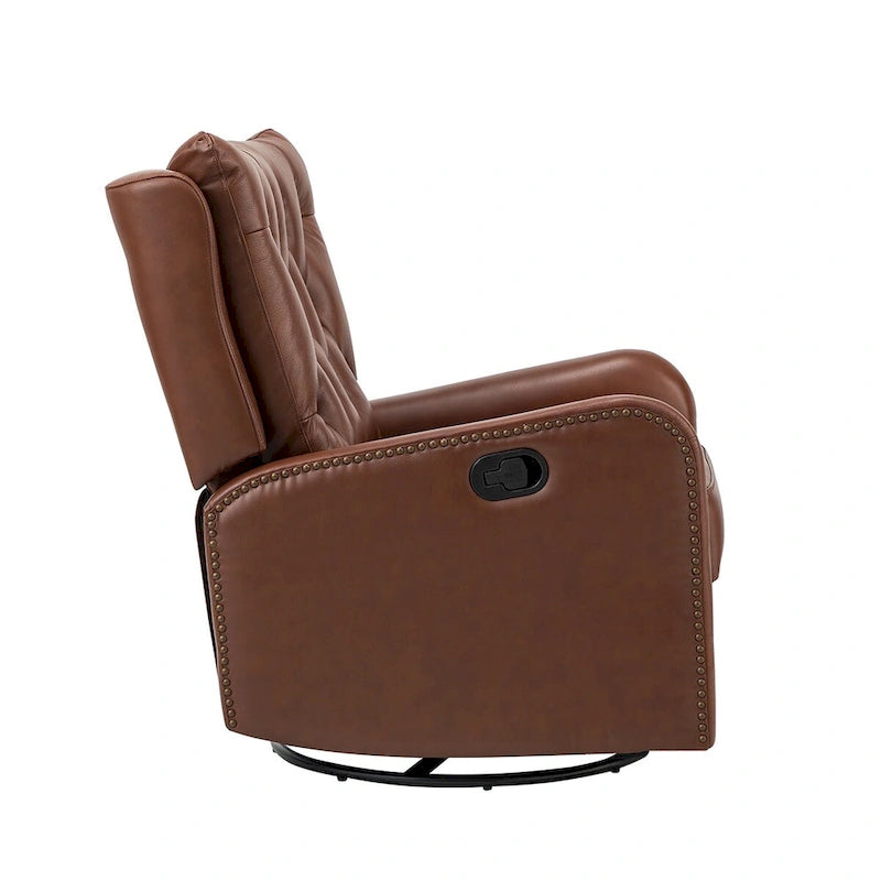 Jordano Mid-century Genuine Leather Recliner with Metal Base by HULALA HOME