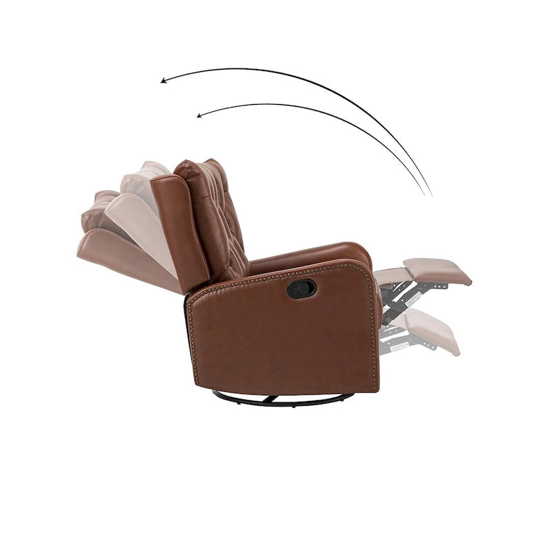 Jordano Mid-century Genuine Leather Recliner with Metal Base by HULALA HOME