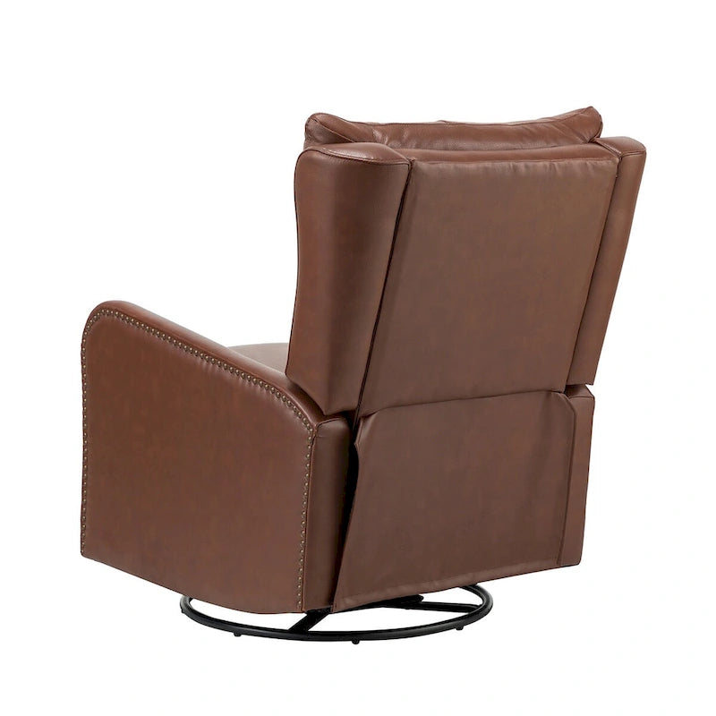 Jordano Mid-century Genuine Leather Recliner with Metal Base by HULALA HOME