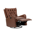 Jordano Mid-century Genuine Leather Recliner with Metal Base by HULALA HOME