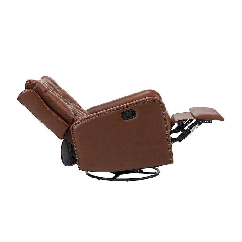 Jordano Mid-century Genuine Leather Recliner with Metal Base by HULALA HOME