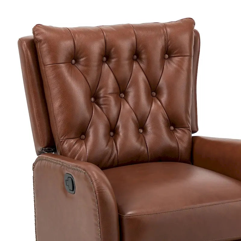 Jordano Mid-century Genuine Leather Recliner with Metal Base by HULALA HOME