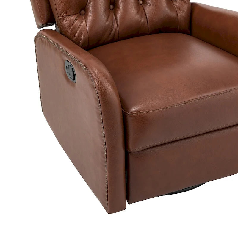 Jordano Mid-century Genuine Leather Recliner with Metal Base by HULALA HOME