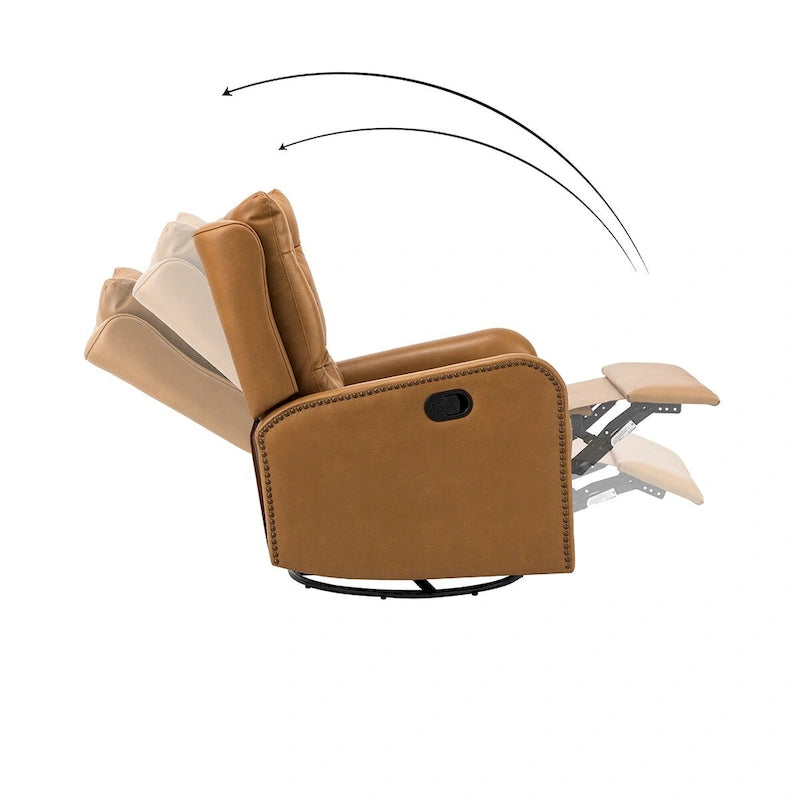 Jordano Mid-century Genuine Leather Recliner with Metal Base by HULALA HOME