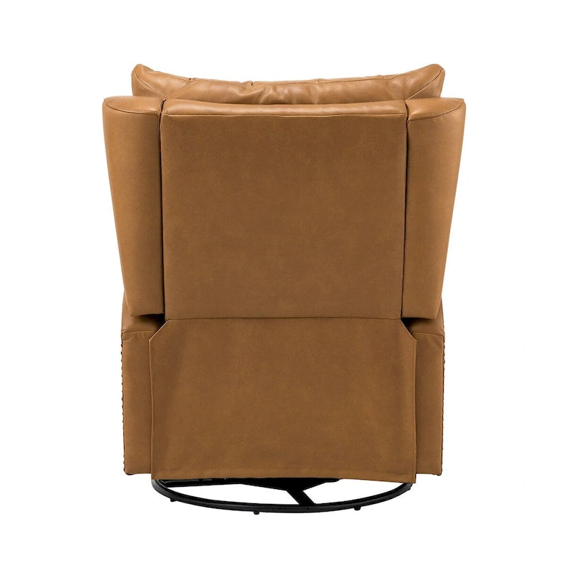 Jordano Mid-century Genuine Leather Recliner with Metal Base by HULALA HOME