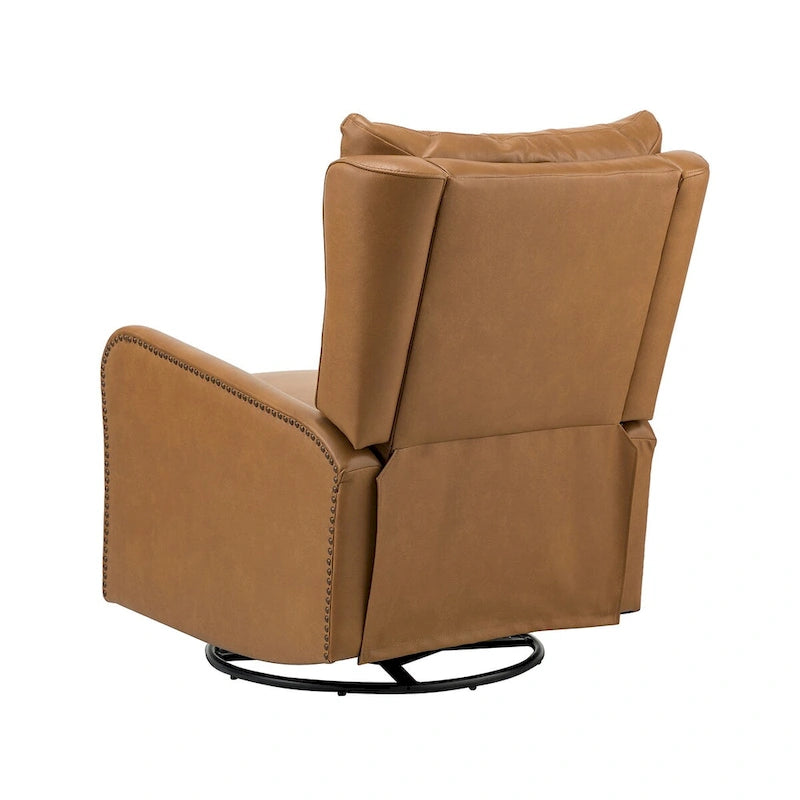 Jordano Mid-century Genuine Leather Recliner with Metal Base by HULALA HOME