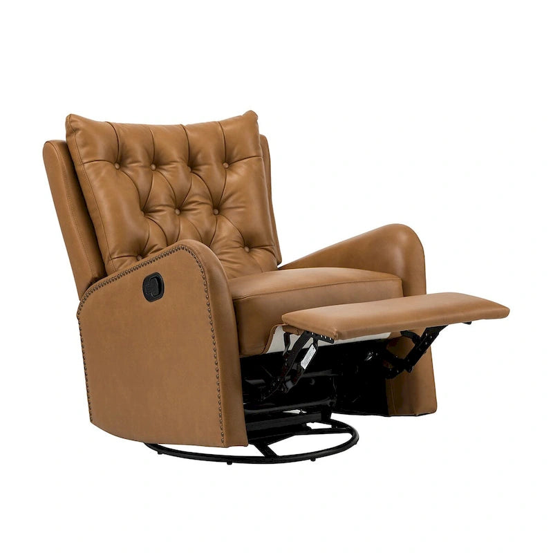 Jordano Mid-century Genuine Leather Recliner with Metal Base by HULALA HOME