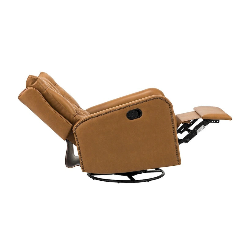 Jordano Mid-century Genuine Leather Recliner with Metal Base by HULALA HOME