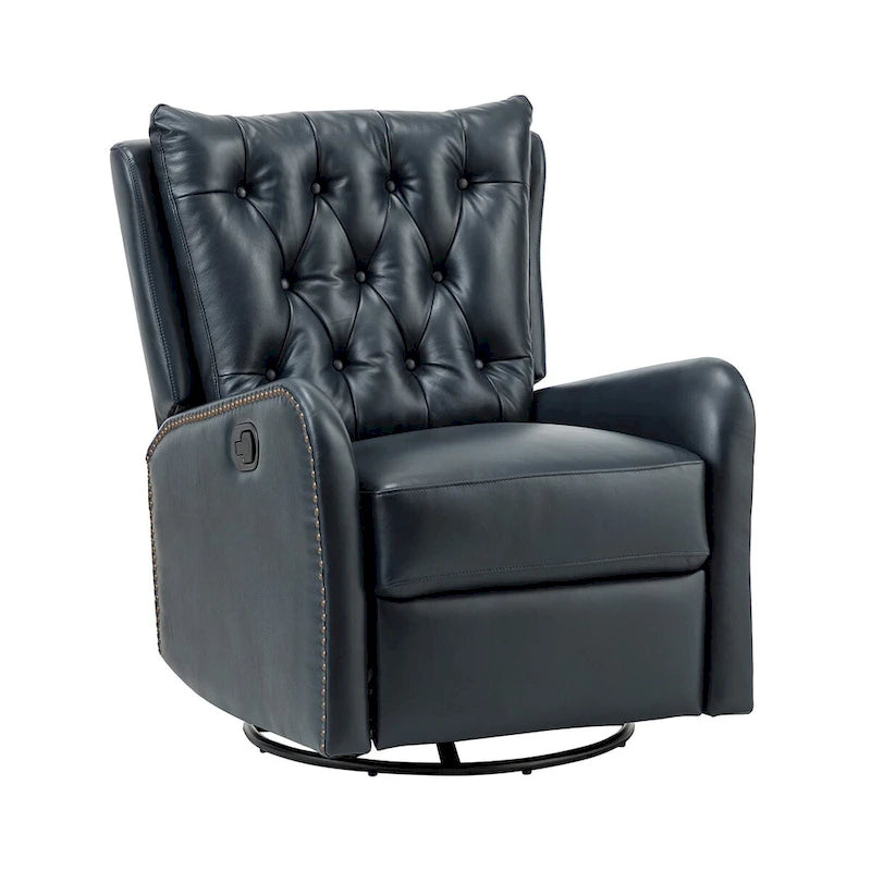 Jordano Mid-century Genuine Leather Recliner with Metal Base by HULALA HOME