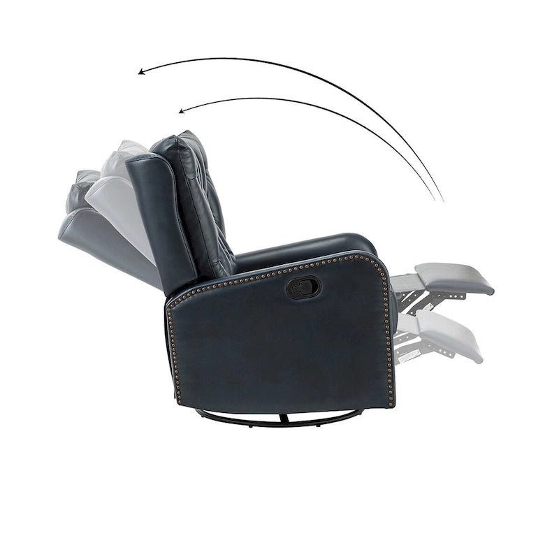 Jordano Mid-century Genuine Leather Recliner with Metal Base by HULALA HOME