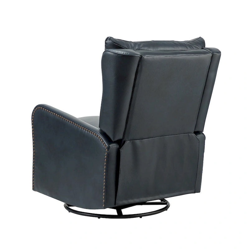 Jordano Mid-century Genuine Leather Recliner with Metal Base by HULALA HOME