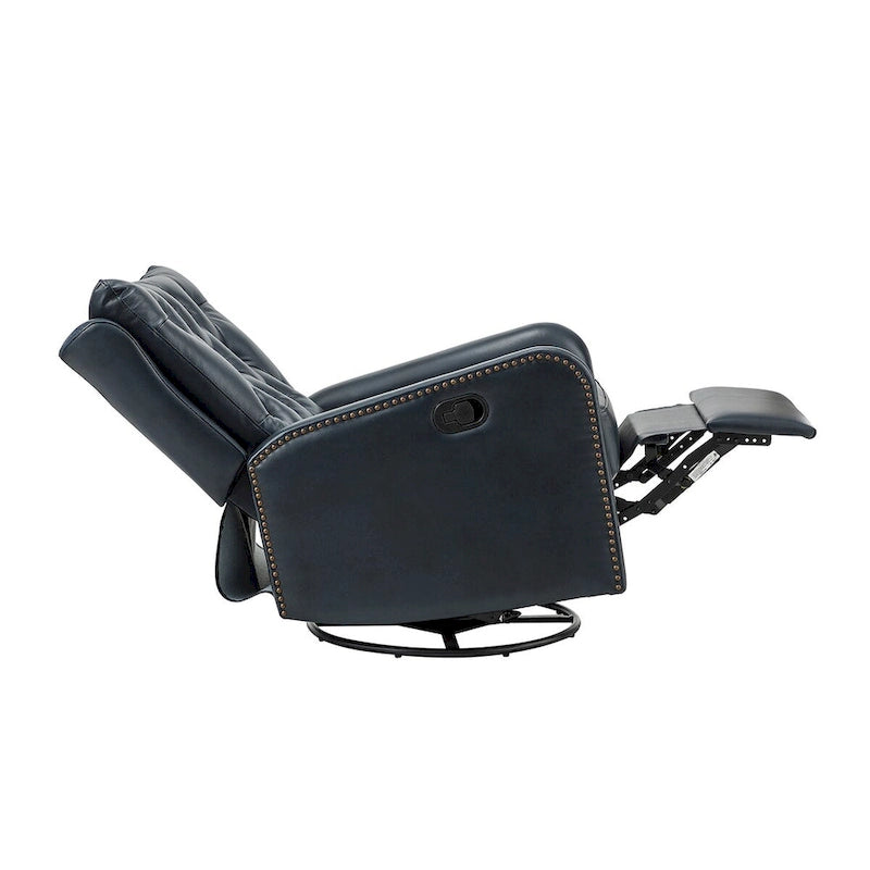 Jordano Mid-century Genuine Leather Recliner with Metal Base by HULALA HOME