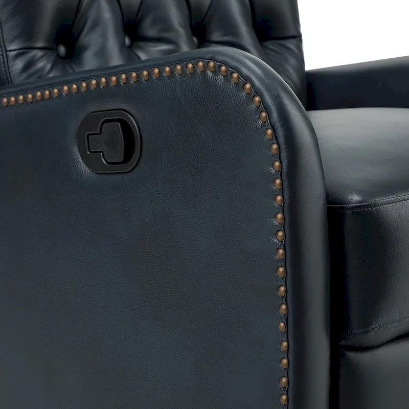 Jordano Mid-century Genuine Leather Recliner with Metal Base by HULALA HOME