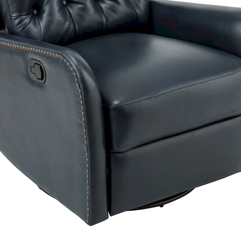 Jordano Mid-century Genuine Leather Recliner with Metal Base by HULALA HOME