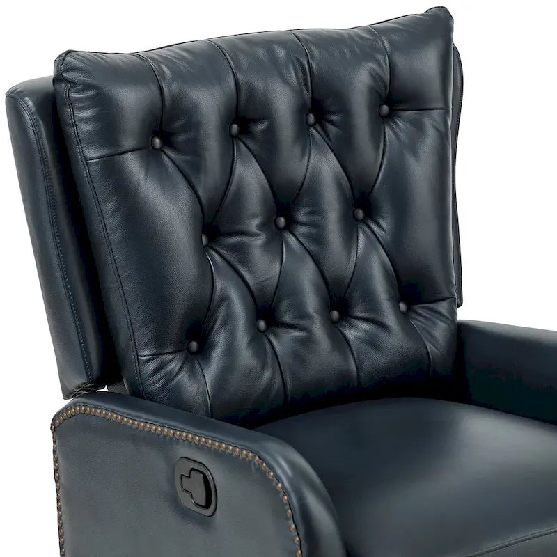Jordano Mid-century Genuine Leather Recliner with Metal Base by HULALA HOME