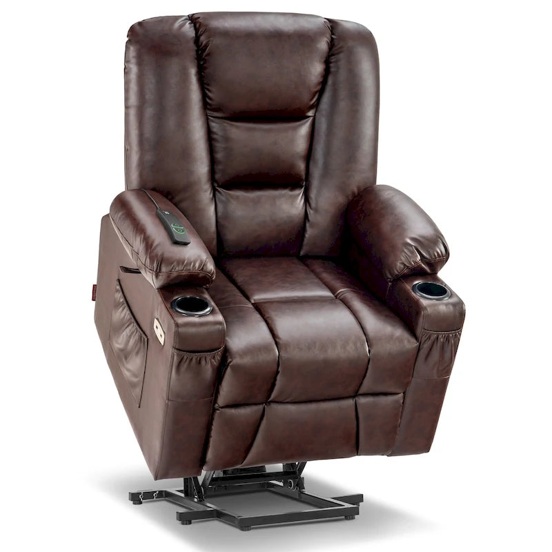 MCombo Small Power Lift Recliner Chair with Massage and Heat for Short Elderly People, Faux Leather 7569