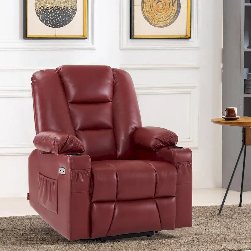 MCombo Small Power Lift Recliner Chair with Massage and Heat for Short Elderly People, Faux Leather 7569