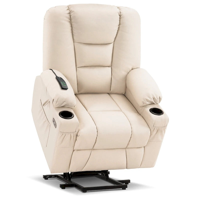 MCombo Small Power Lift Recliner Chair with Massage and Heat for Short Elderly People, Faux Leather 7569