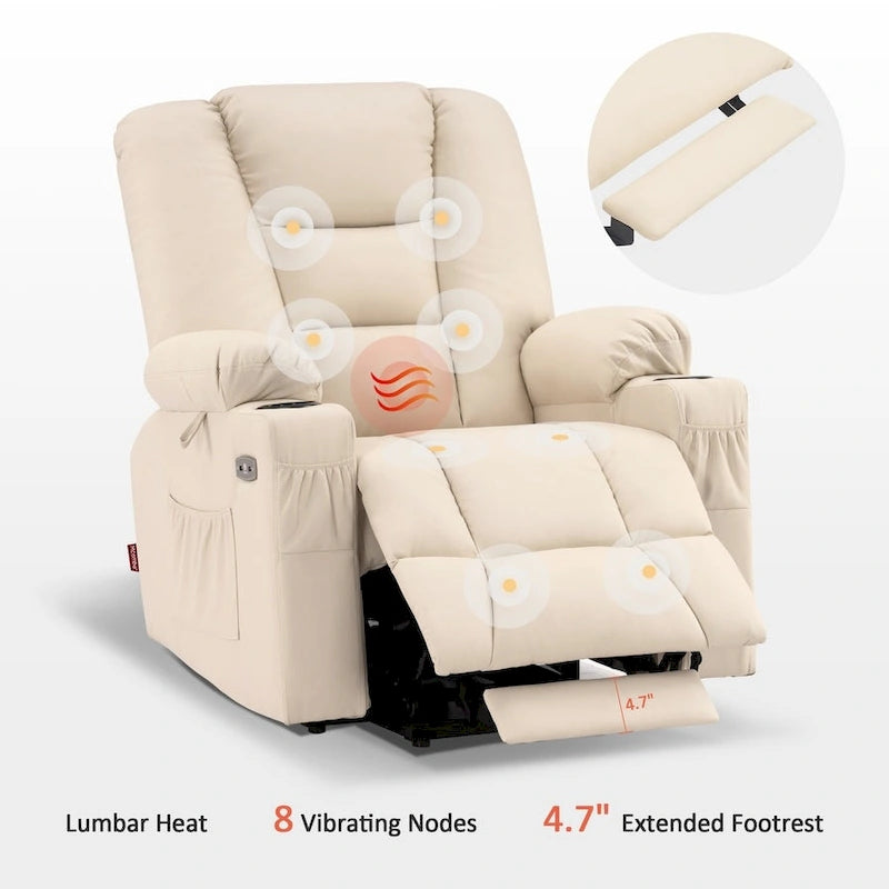 MCombo Small Power Lift Recliner Chair with Massage and Heat for Short Elderly People, Faux Leather 7569