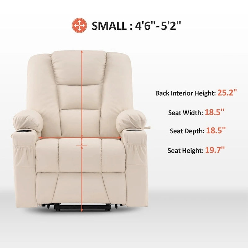 MCombo Small Power Lift Recliner Chair with Massage and Heat for Short Elderly People, Faux Leather 7569