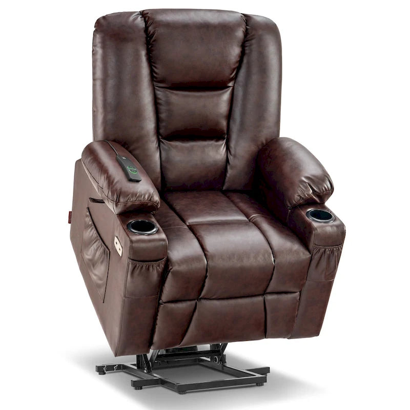 MCombo Small Power Lift Recliner Chair with Massage and Heat for Short Elderly People, Faux Leather 7569