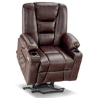 MCombo Small Power Lift Recliner Chair with Massage and Heat for Short Elderly People, Faux Leather 7569