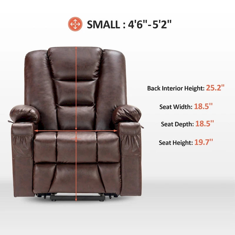 MCombo Small Power Lift Recliner Chair with Massage and Heat for Short Elderly People, Faux Leather 7569