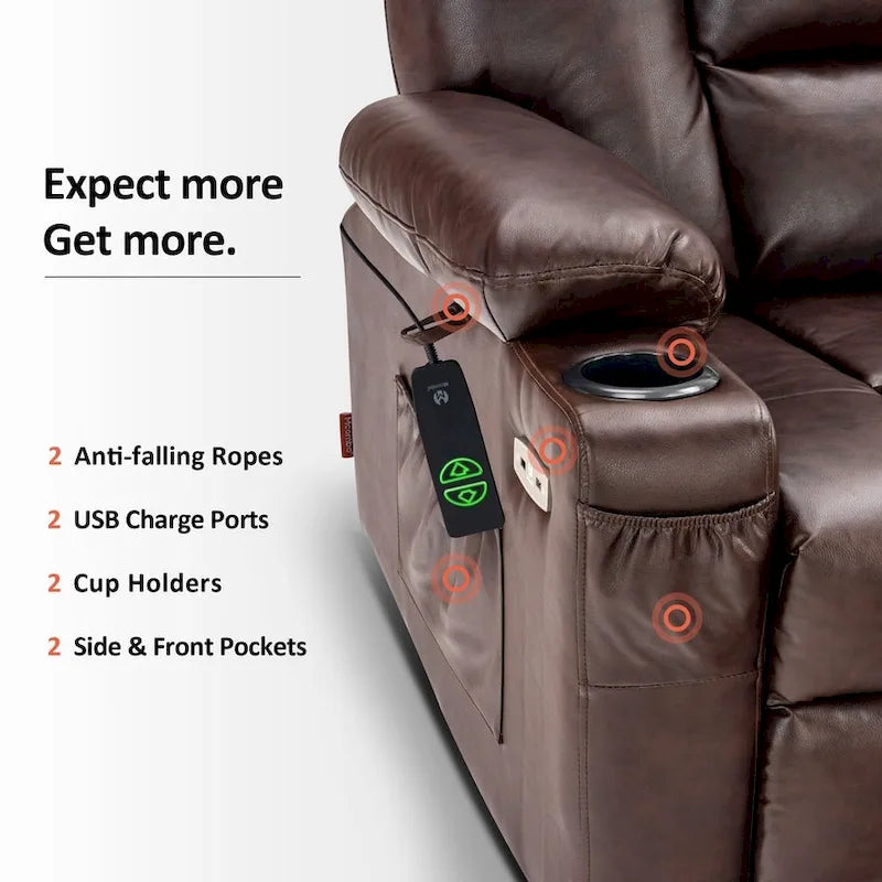 MCombo Small Power Lift Recliner Chair with Massage and Heat for Short Elderly People, Faux Leather 7569