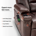 MCombo Small Power Lift Recliner Chair with Massage and Heat for Short Elderly People, Faux Leather 7569