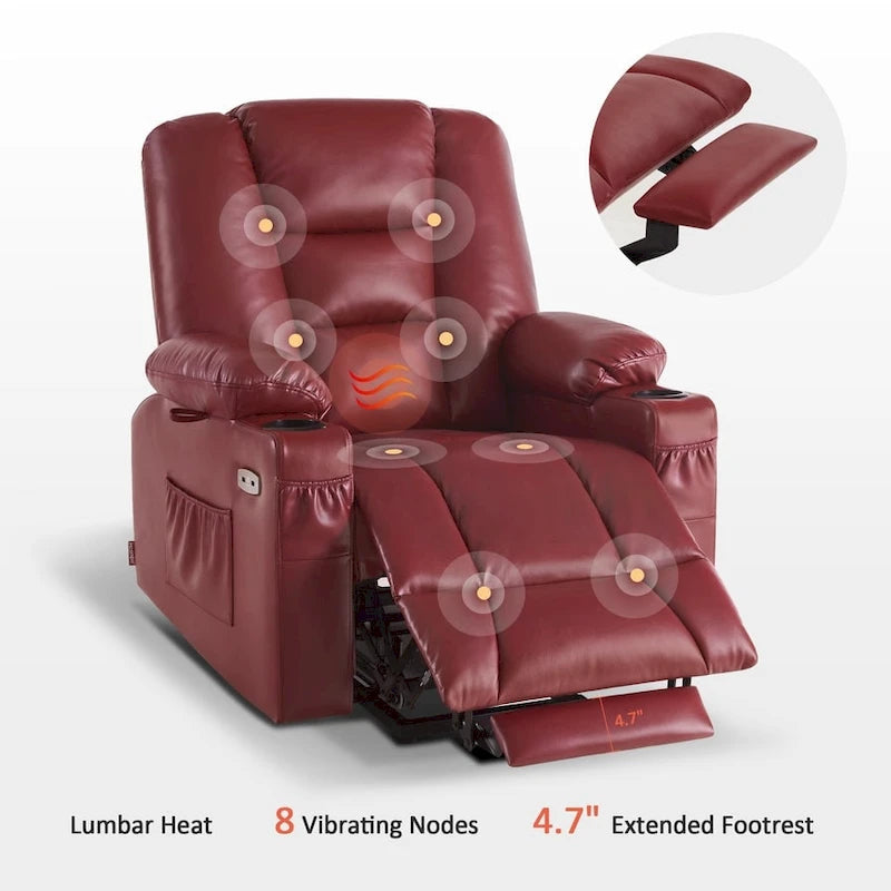 MCombo Small Power Lift Recliner Chair with Massage and Heat for Short Elderly People, Faux Leather 7569