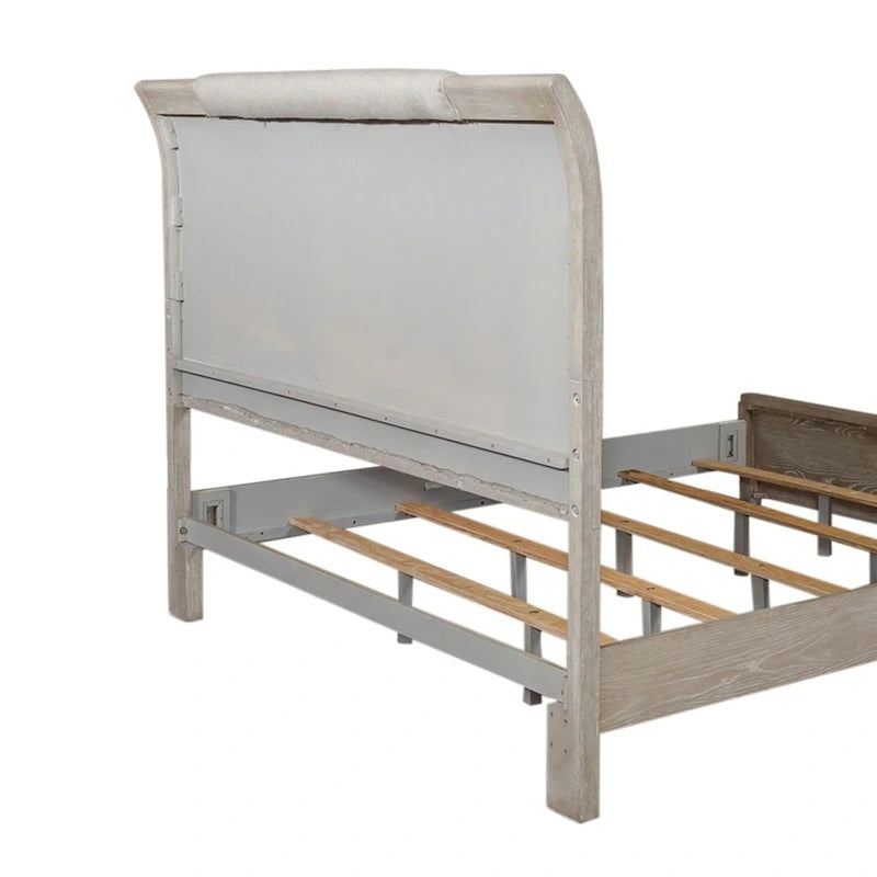 Belmar Washed Taupe & Silver Champagne King Upholstered Bed