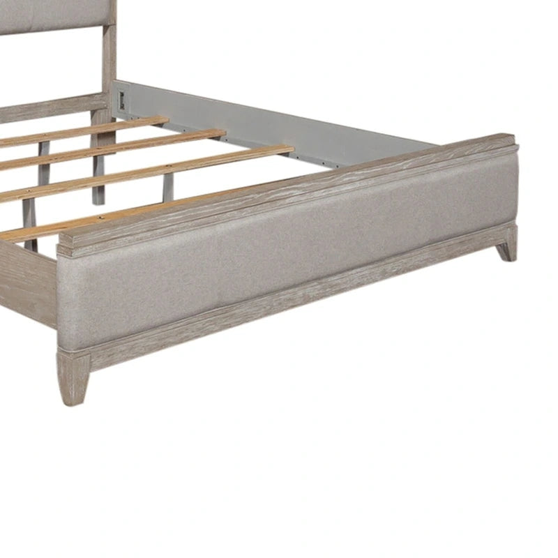 Belmar Washed Taupe & Silver Champagne King Upholstered Bed