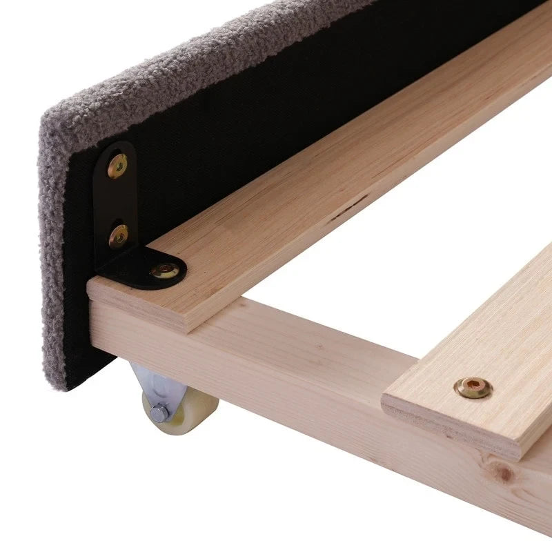 Teddy Fleece Full Size Upholstered Daybed with LED Light and Trundle