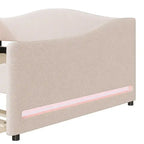 Teddy Fleece Full Size Upholstered Daybed with LED Light and Trundle