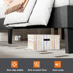 Twin Bed Frame, Upholstered Tufted Linen Platform Bed with Adjustable Height Headboard