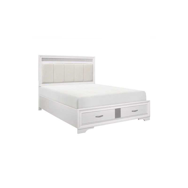 Beatrice 4 Piece White Modern Faux Leather Upholstered Storage Platform Bed