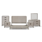 Furniture of America Cruz Contemporary Gray Solid Wood Panel 6-Piece Bed, 2 Nightstand, Chest, Dresser and Mirror Bedroom Set