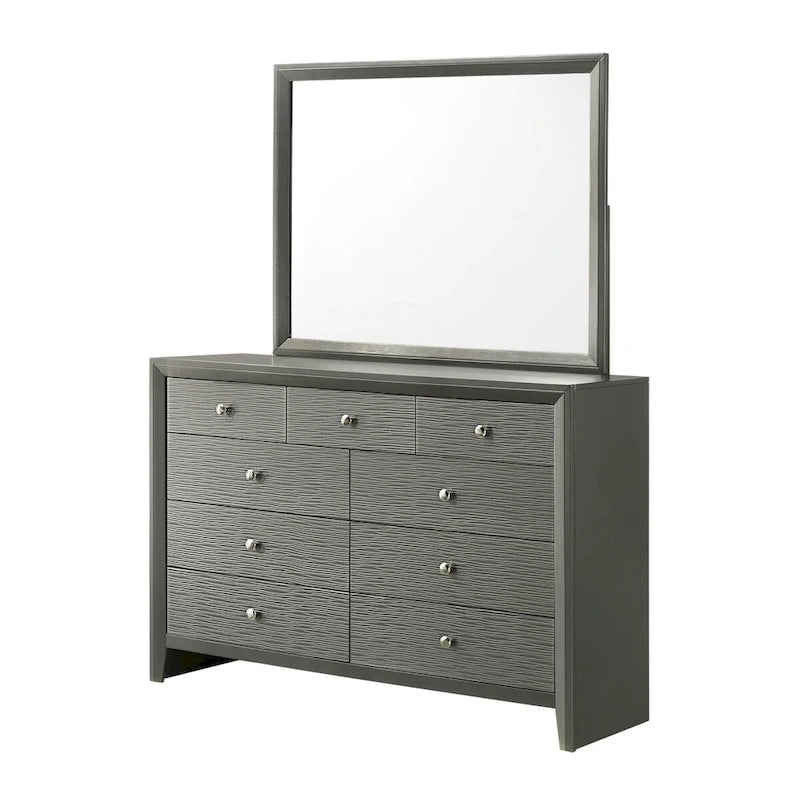 Sim 3 Piece Gunmetal Gray Panel Bedroom Set
