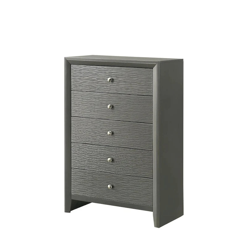 Sim 3 Piece Gunmetal Gray Panel Bedroom Set